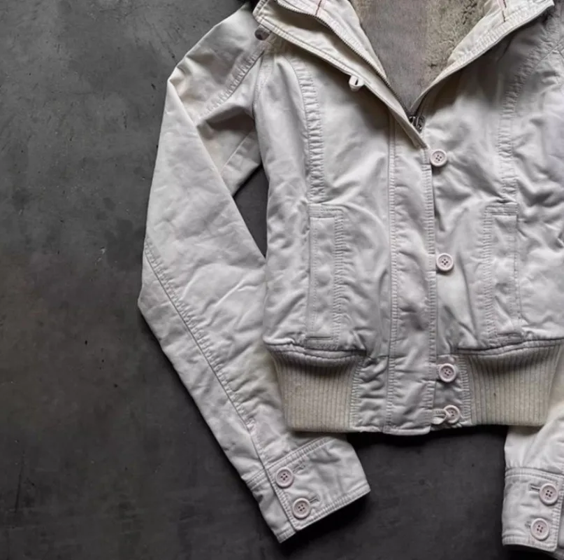 

Vintage Streetwear European American Trendy Brand Casual Warm Jacket Women Hip-hop Gothic Punk Retro Harajuku Fur Collar Hoodie