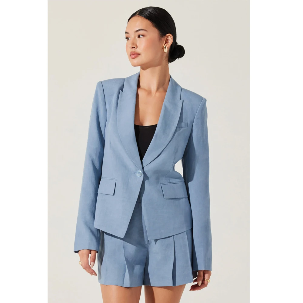 

Tesco женский костюм на одной пуговице, блейзер с длинными рукавами и шортами, индивидуальный комплект из двух предметов, женский летний костюм, комплект Sui, куртки и брюки