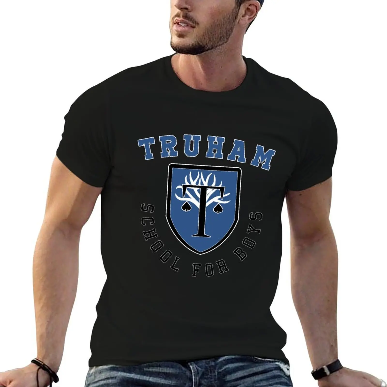 

Truham Grammar School Logo- School for boys - Heartstopper (Black background) T-Shirt man tshirt T-Shirt