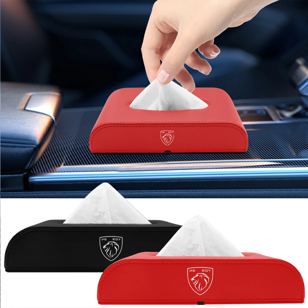 Car Leather Tissue Storage Bag Armrest Box Home Tissue Pack For Peugeot 206 307 308 3008 207 208 SW 407 508 2008 5008 107 106