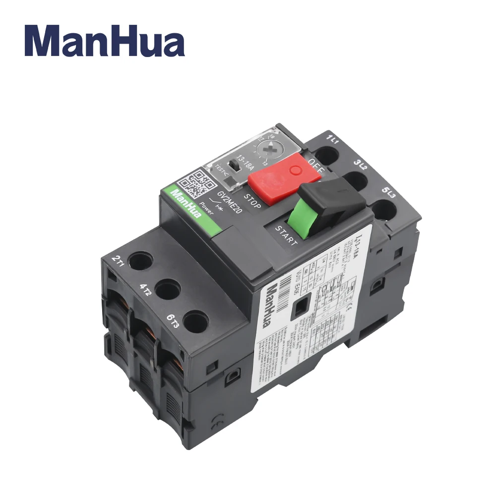 ManHua 3P AC Thermal Magnetic Motor Protection Circuit Breaker 13 to 18A Button Controls GV2ME20