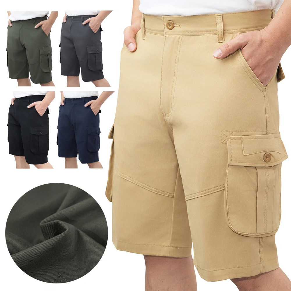 Mens Cargo Combat Shorts Casual Work Wear 100% Cotton Cargo Regular Half Pants High-Quality Outdoor Hiking Shorts 6 Pockets