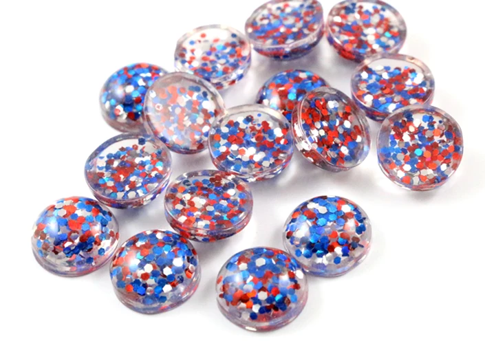 40pcs 12mm 10mm 8mm New Fashion blue and Red and Silver color Mix color Flat Back Resin Cabochons Cameo