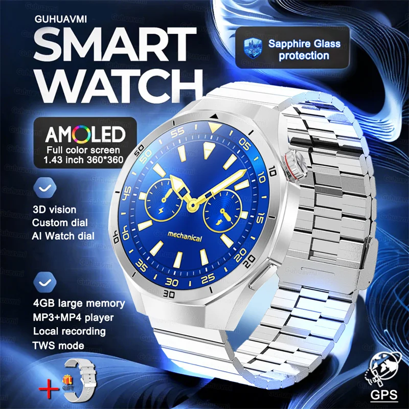 Smart Watch Men Outdoor Sport GPS 4GB Local Music Video Playback IP68 Blood oxygen Call Smartwatch For Android iOS