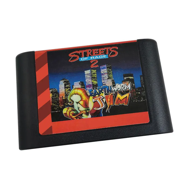 Streets of Rage 2 Earthworm Jim edition Game Cartridge For 16 Bit NTSC And PAL ViACdeo Game Console