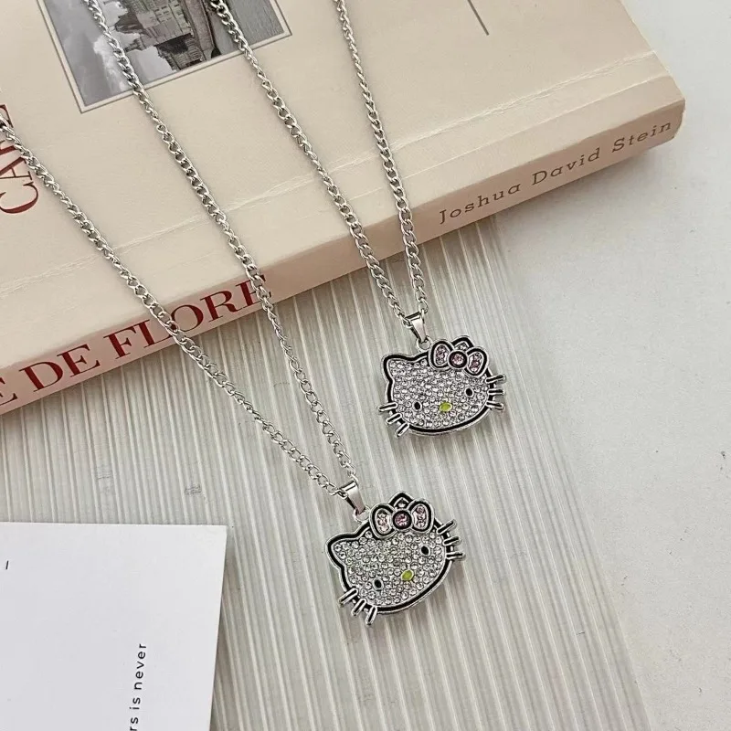 Kawaii Hellokitty Jewelry Necklace Y2k Pendant Cartoon Kt Cat Keychain Anime Charms Accessories for Women Girl Student Gift