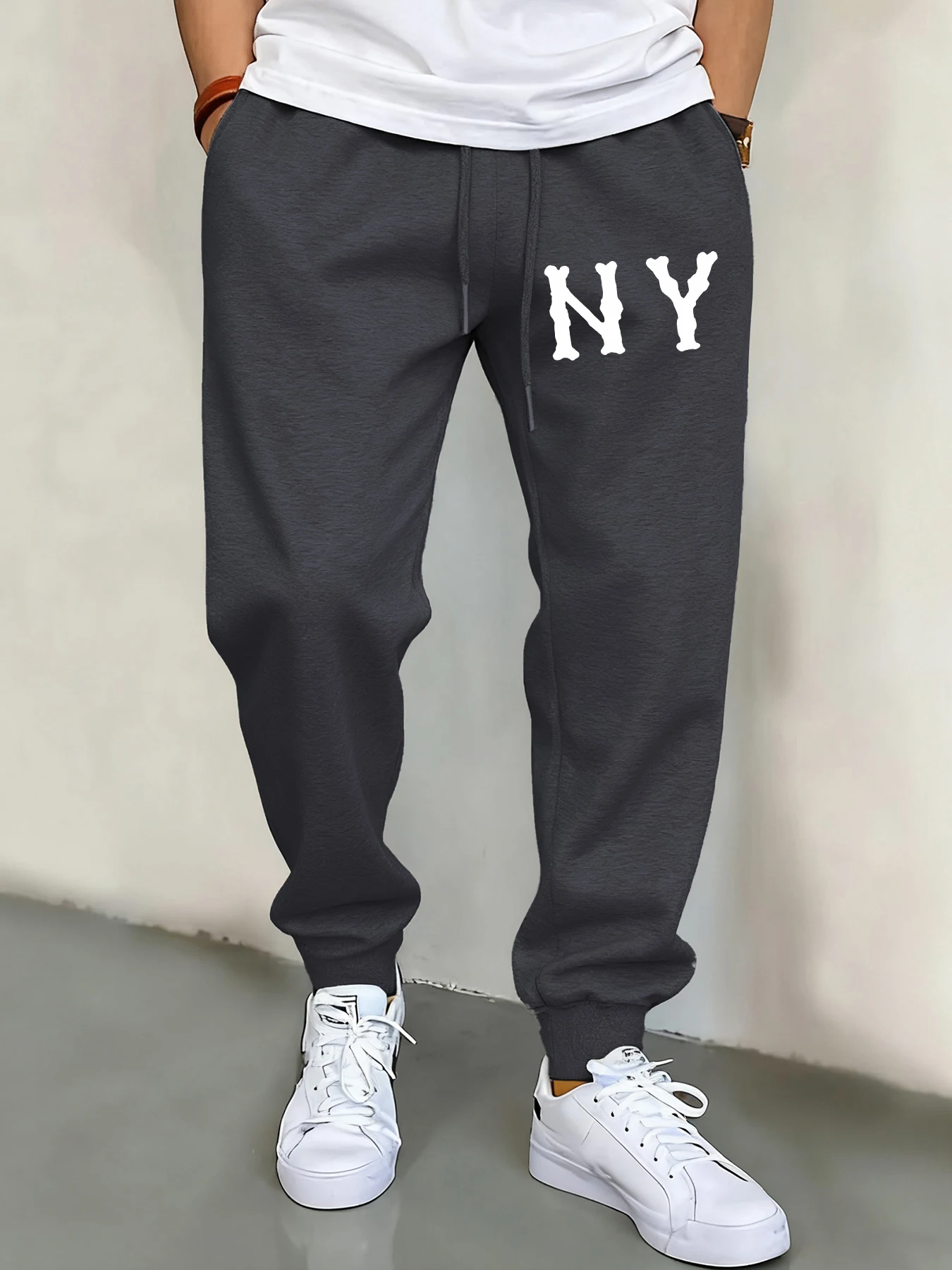 

Letter N And Y Printing Men'S Sweatpants Autumn Casual Basic Pant Versatile Pocket Fashion Trousers Trendy Street Pants Male