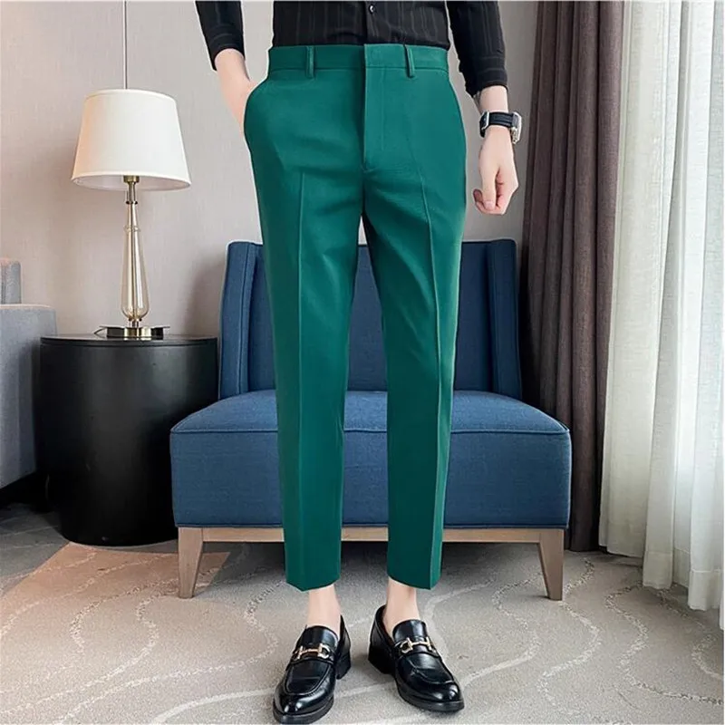 

9 Color High Quality Summer Fashion Mens Suit Pants 2026 New Formal Business Slim Fit Solid Color Social Office Casual Trousers
