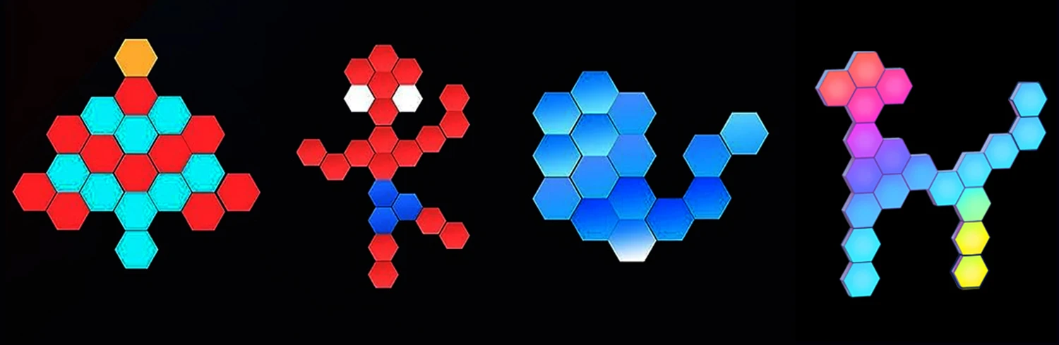 20/12/8 Pack Hexagon Lights Wall RGB Panel Smart APP Hexagonal Modular Gaming Light Music Sync Honeycomb Shape Hexagonl Light