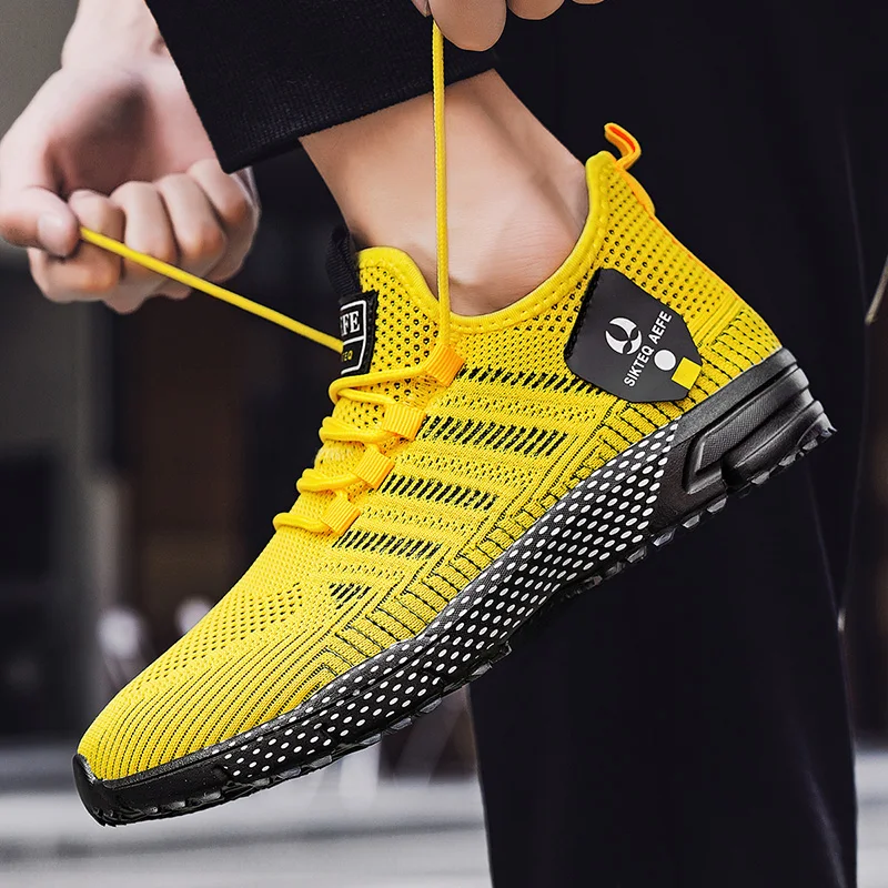 Men's Casual Shoes Breathable Fly Woven Mesh Upper Comfortable Outdoor Walking Cycling Exercise Shoes for Men Tenis Para Hombre