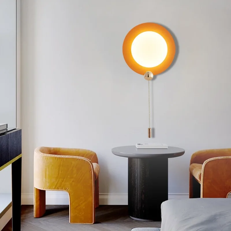 

Modern Minimalist Disc Iron Art Acrylic LED Wall Lamp Romantic Restaurant Aisle Lobby Entrance Lighting Home Study Bedroom Light