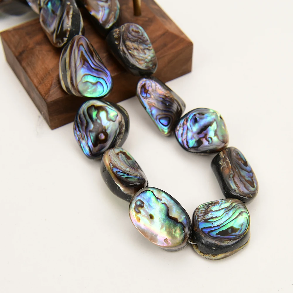 APDGG Natural Mix Color Green Paua Abalone Shell Nugget Chunk Loose Beads 15.5'' Strand For Pearl Necklace Jewelry Making DIY
