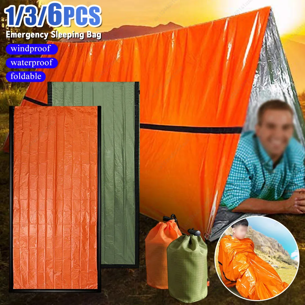 

1-6 шт. аварийное майларовое термоодеяло, спальный мешок для выживания для NASA, грелка для тела, уличная первая помощь, кемпинг, пеший туризм, путешествия