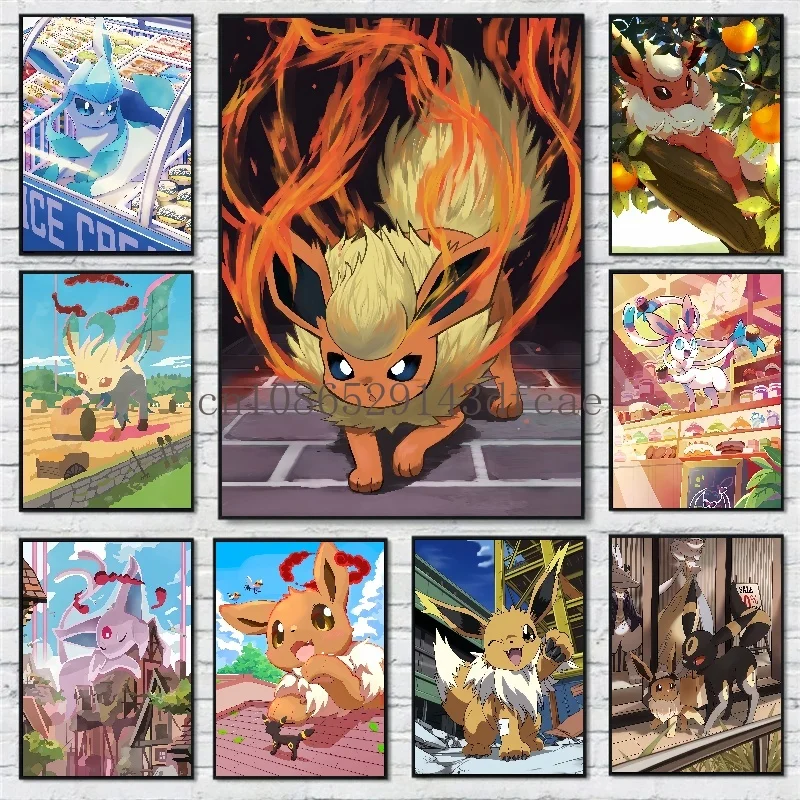 

Pokemon Anime Character Eevee Poster Canvas Painting Suitable for Fashion Home Room Wall Decor Mural Christmas Children Gift