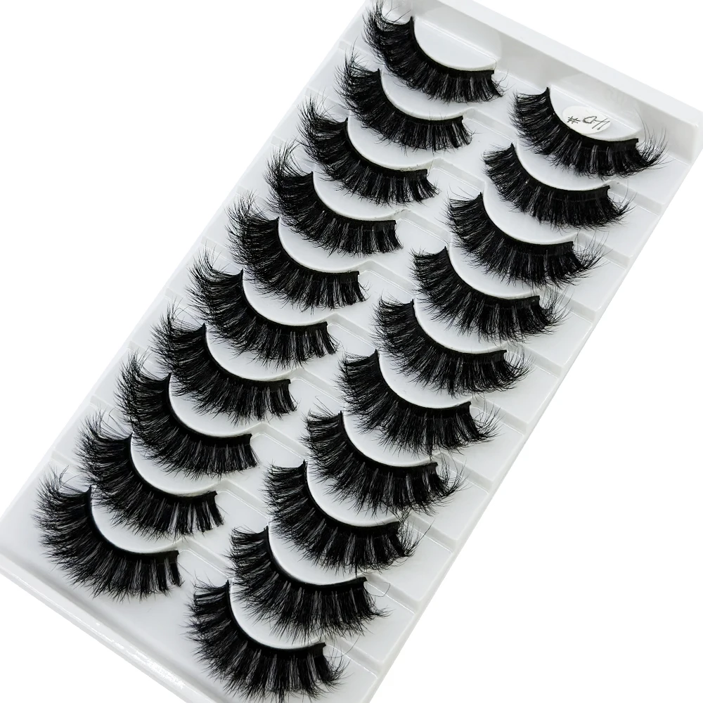 AMSDCN 10 pairs Eyelashes 3D Natural False Lashes Fluffy Soft Cross Fake Lashes Wispy Natural Long Eyelash Extension Makeup