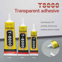 15/50/110ml T8000 Clear Contact Glue for Phone Electronic Components Jewelry DIY Plastic Glass with Precision Applicator Tip