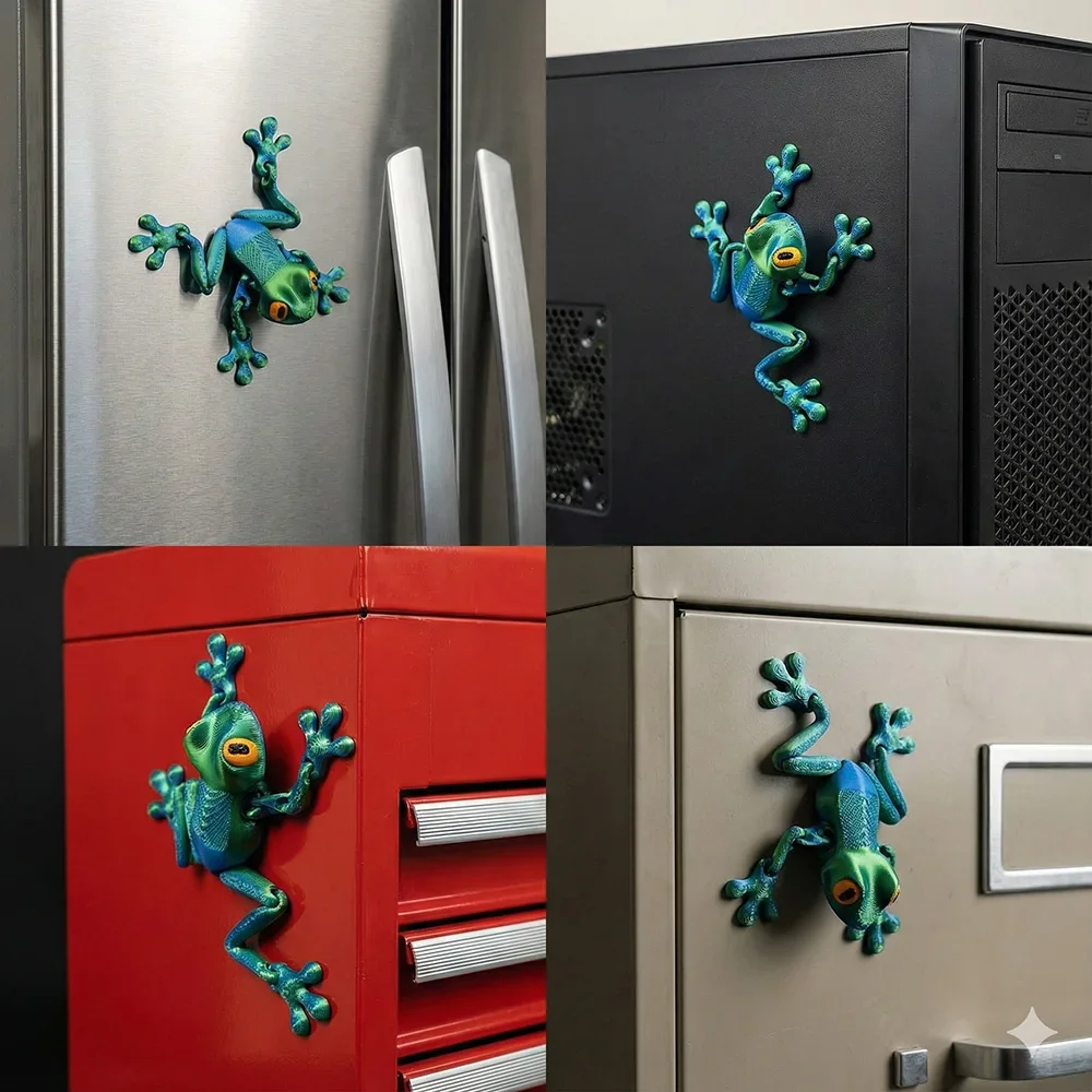 3D Printed Magnetic Articulated Frog Fidget Toy Cute Flexi Animal Model Fridge Magnet Stress Relief Sensory Gift Desktop Decor