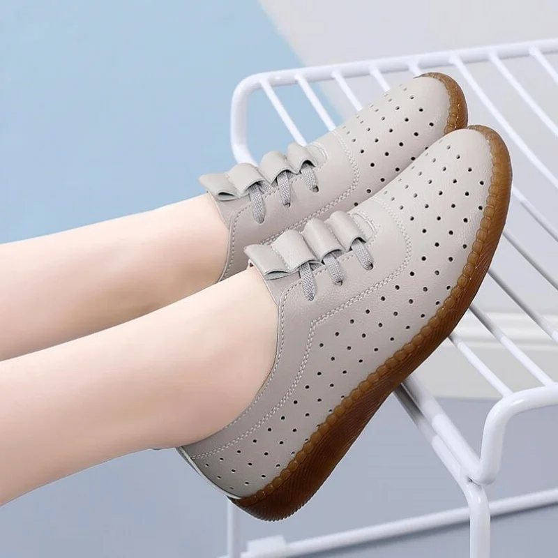 Summer Women Flat Shoes Fashion Hollow Women Sneakers Breathable Slip on Women Casual Shoes Lightweight Loafers Zapatos Mujer