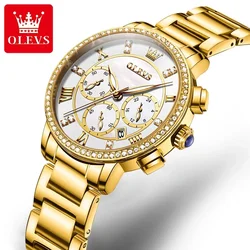 OLEVS 9976 Stainless Steel Strap Watch For Women, Quartz Fashion Waterproof Women Wristwatches