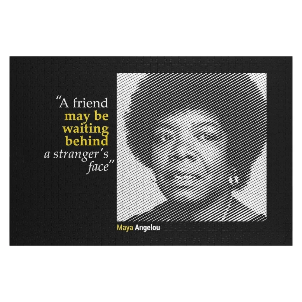 Maya Angelou's Portrait with a Friendship Quote (inverse) Jigsaw Puzzle Custom With Photo Wood Name Puzzle