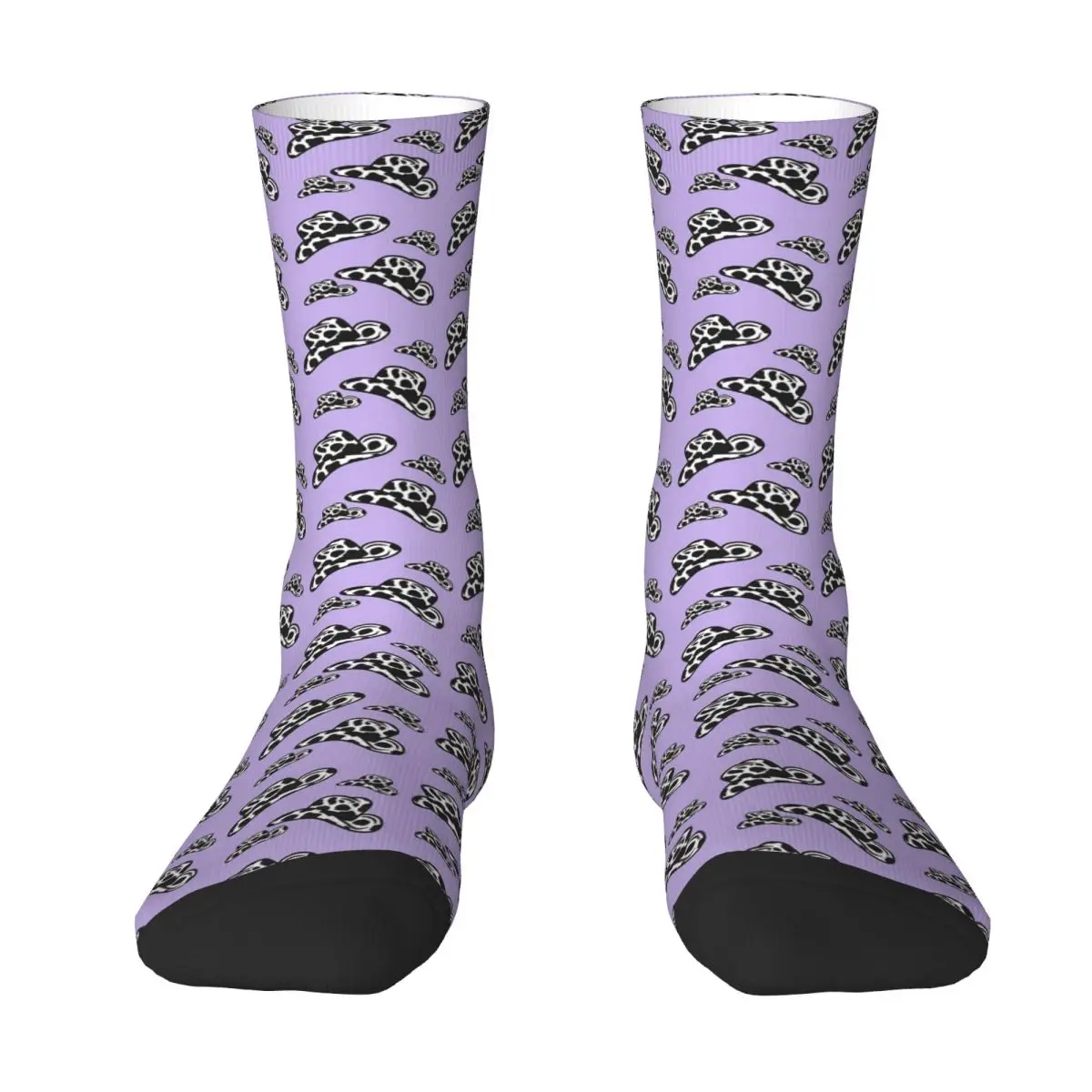 Lilac Cowgirl Hats Socks Harajuku Sweat Absorbing Stockings All Season Long Socks Accessories for Unisex Christmas Gifts