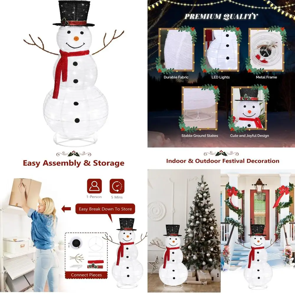 

Снеговик высотой 4 фута с подсветкой и 90 светодиодами, наружное рождественское украшение двора для домашнего газона и переднего двора