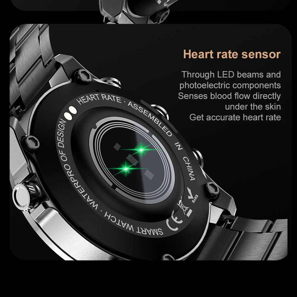 400Mah في الهواء الطلق الرجال AMOLED شاشة بلوتوث دعوة Smartwatch AOD دائما على عرض الرياضة الموسيقى مقاوم للماء الصحة ساعة ذكية