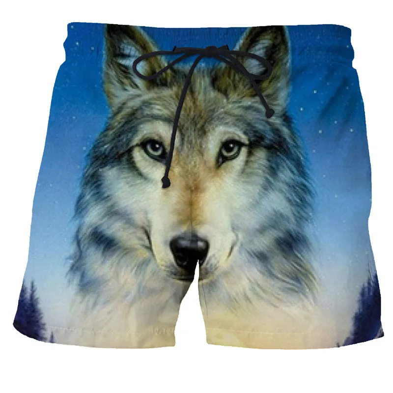 Quick Dry Bermuda Surf Swimming Shorts Animal Trunks Funny Wolf Men Summer Shorts Boxers Newest 3D Wolf Print Men Beach Shorts