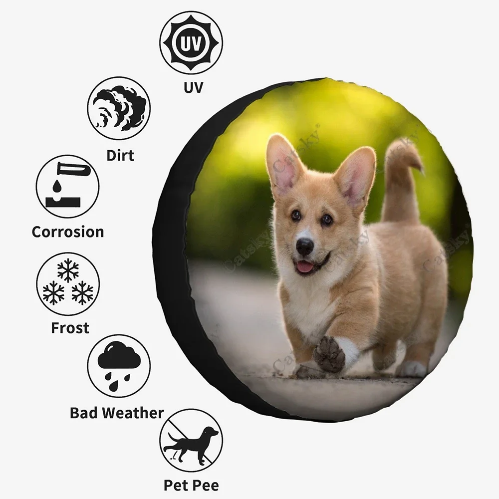 Custom Welsh Corgi Car Accessories Spare Tire Protect Cover,Universal Outdoor Wheel Tire Cover Decoration Protector for Camper