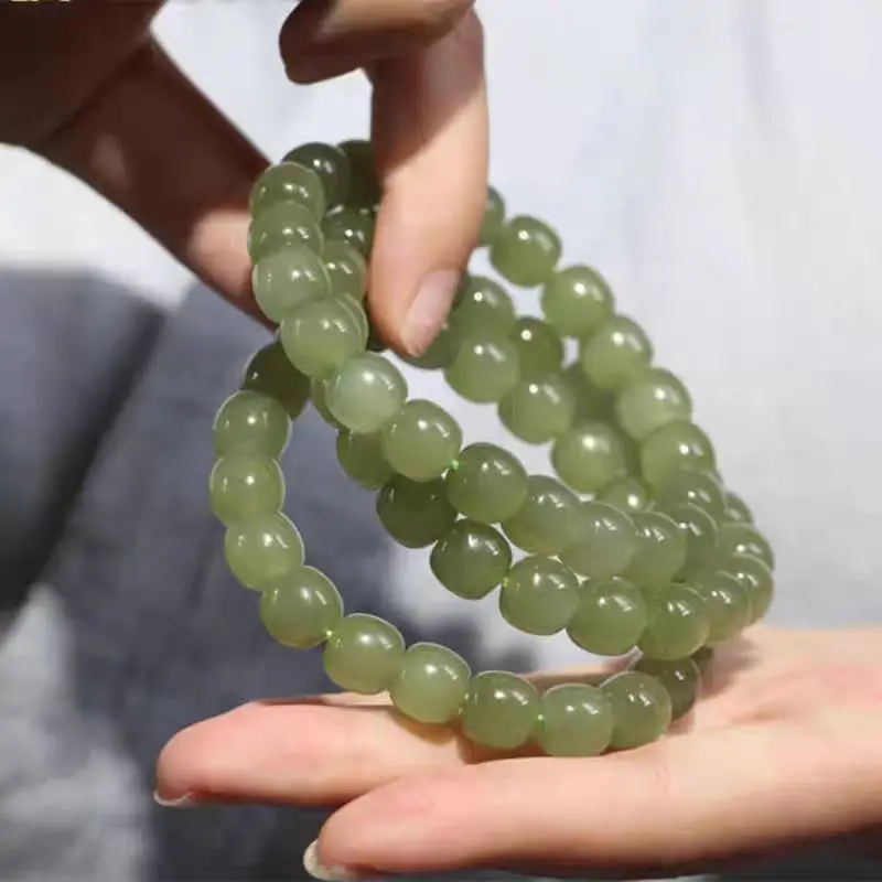 

Hetian Jade Qinghai материал 9X10 мм один круг старый жемчуг косметический браслет женский