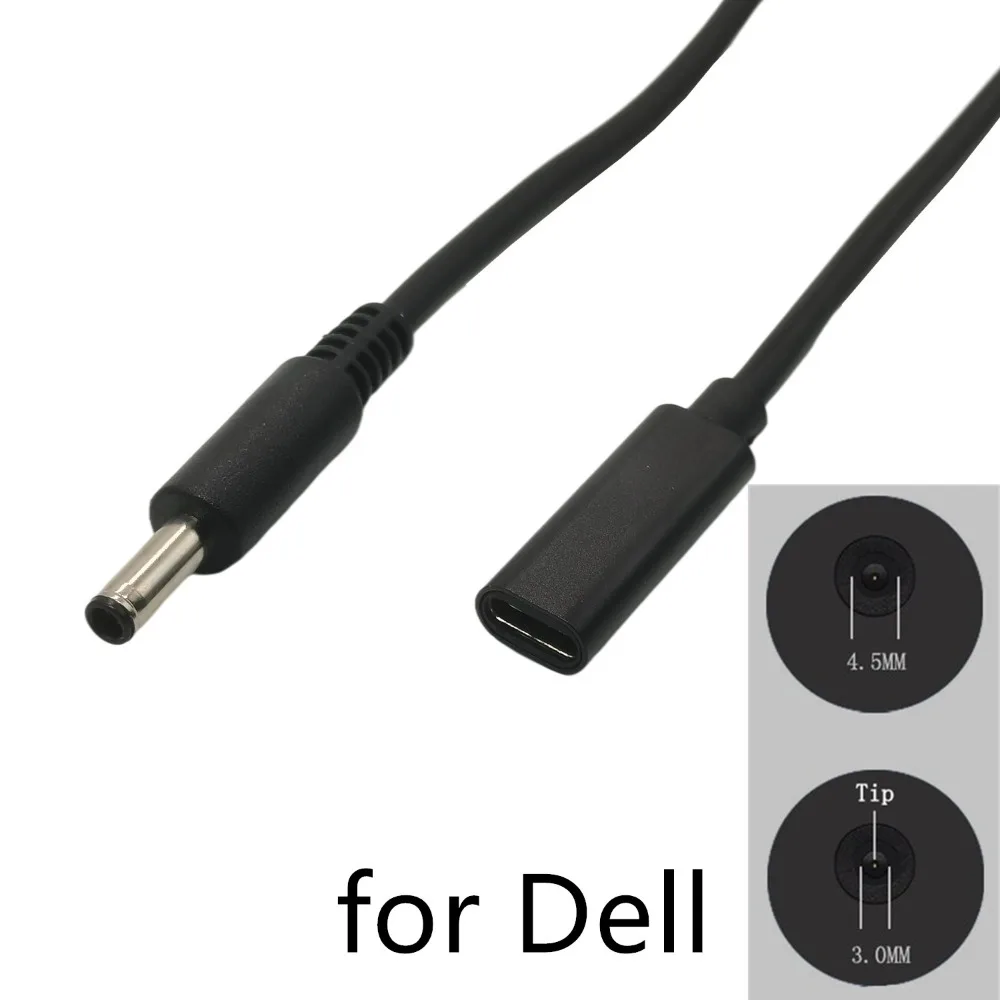 Type C to  4.5*3.0mm Plug Converter 65W USB C PD Fast Charging Cable for Dell Laptop Charger DC 4.5*3.0