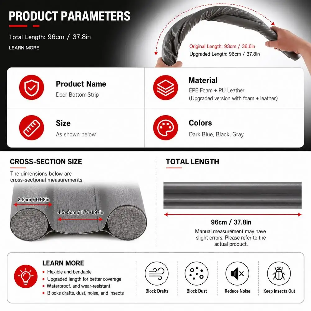 Hot Sell Flexible Door Bottom Sealing Strip Stopper Door Weatherstrip Guard Wind Dust Blocker Sealer Stopper Door Seal