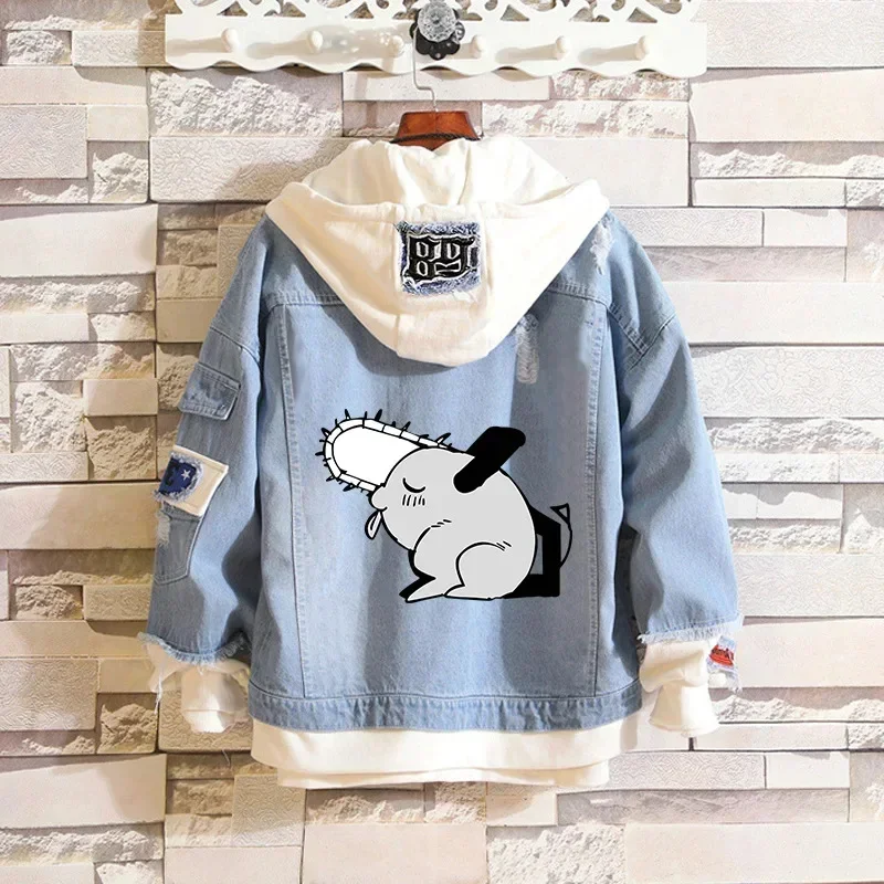 Abrigos de Anime para hombre, chaqueta vaquera de motosierra, chaquetas con capucha de Pochita, disfraces con capucha Denji, Tops informales de moda, abrigo Unisex 2024