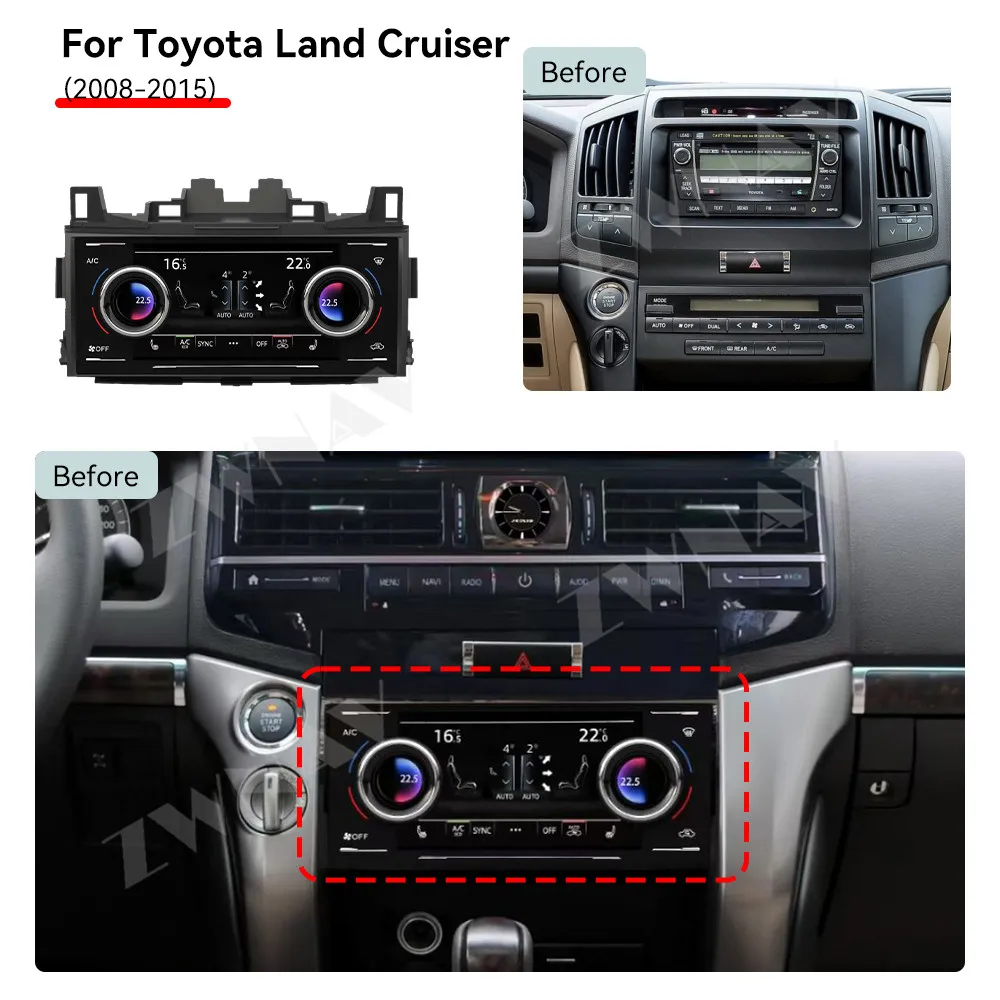 AC Panel Climate Control LCD Screen For Toyota Land Cruiser 2008-2015 Backseat HD Touch Stereo Screen Air Conditioning Screen