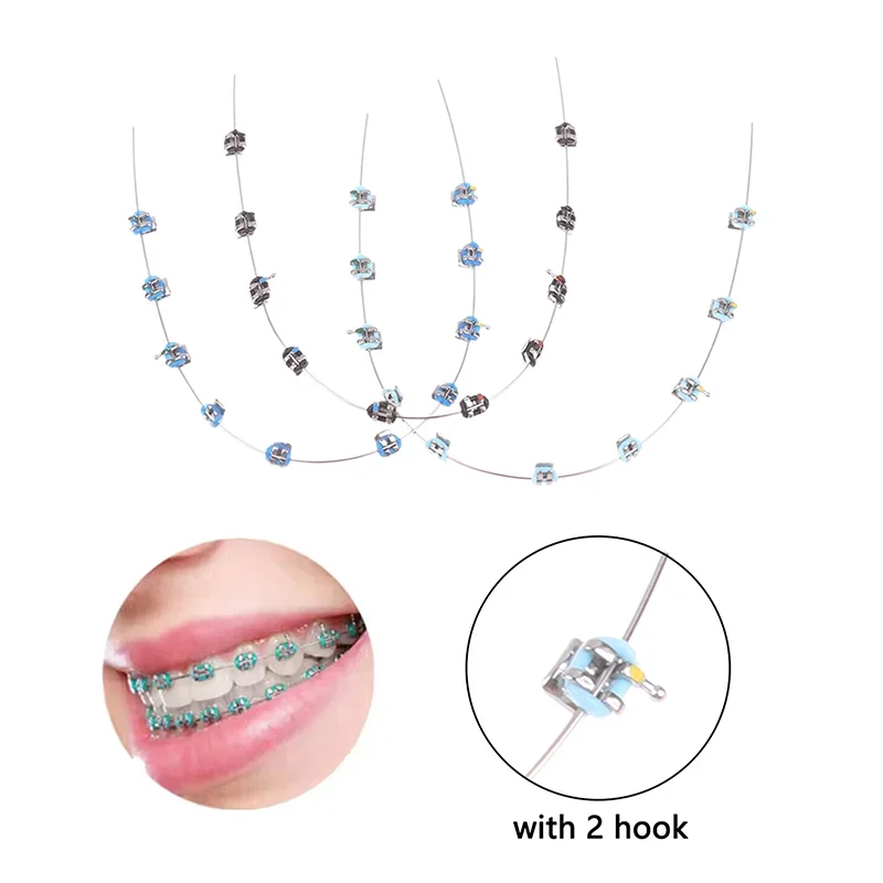 

2Pcs Split Type Mini Colorful Brackets With Hook Dental Fake Braces Temporary Tooth Decoration Dental Tool