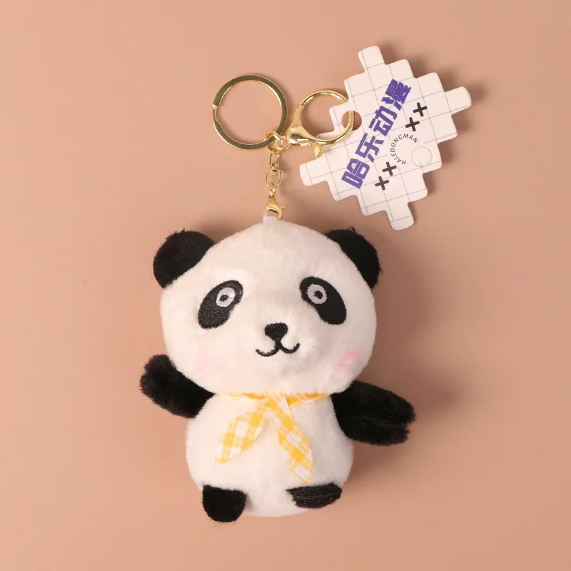 Llavero con colgante de dibujos animados para niños, 1 piezas, pajarita Kawaii, Panda, muñeco de peluche, animales bonitos, accesorios para bolsa, regalo