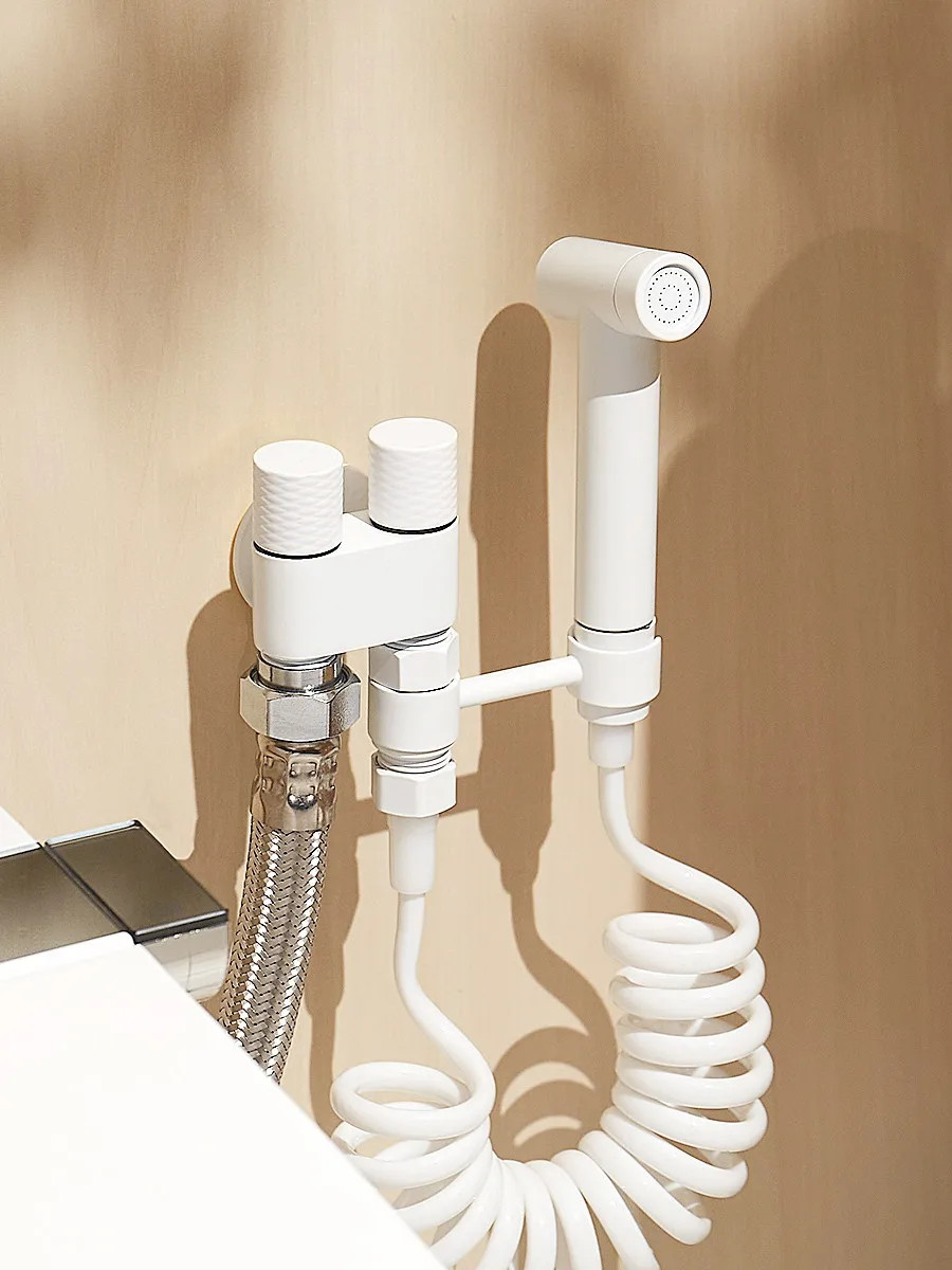 

Cream Elegant White Copper Toilet Companion Set Toilet Corner Valve One In Two Out Three Out Four Way Booster Spray Gun