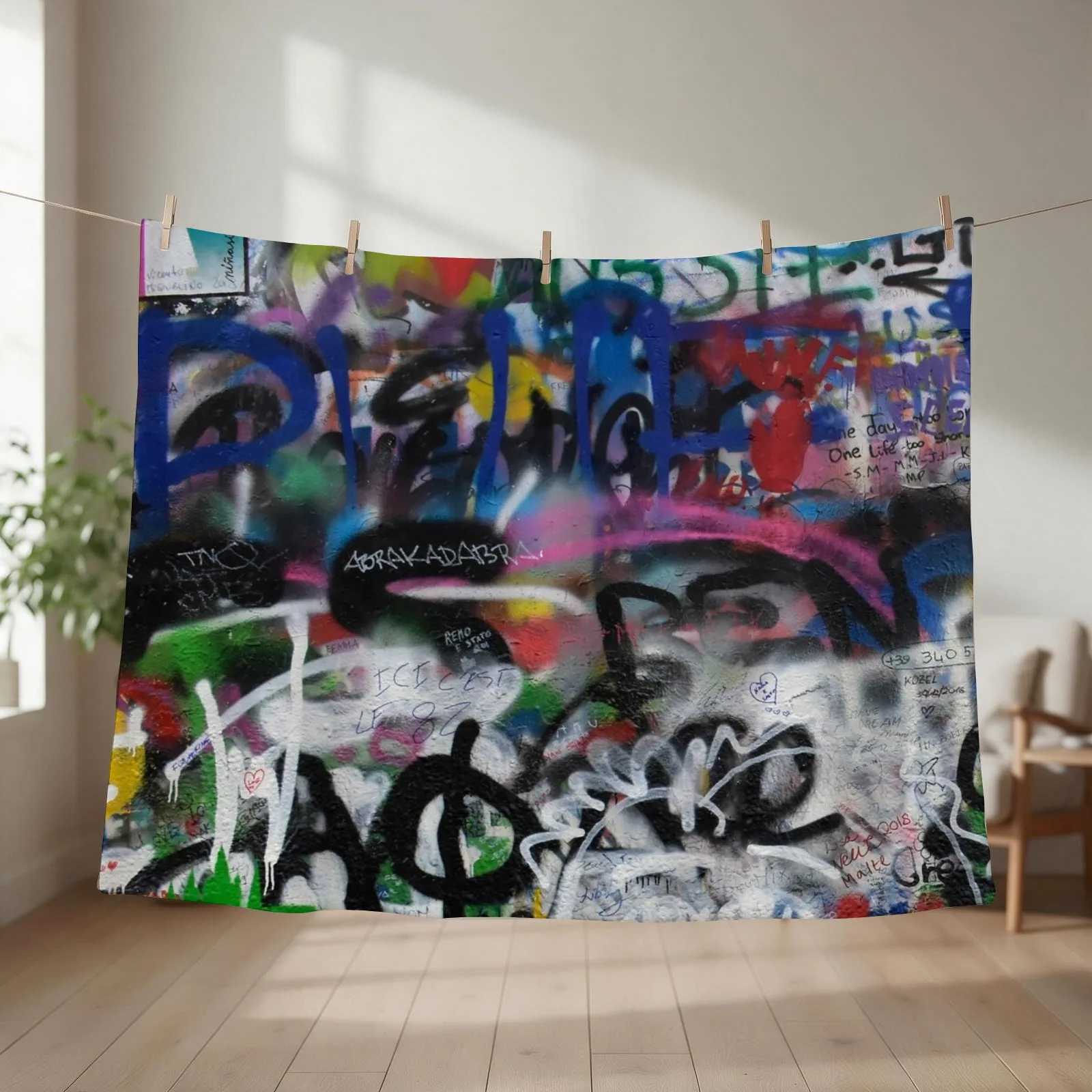 GRAFFITI - WALLS - ABSTRACT - FACE MASK. Throw Blanket Soft For Sofa Thin Blankets For Sofas Personalized Gift Blankets