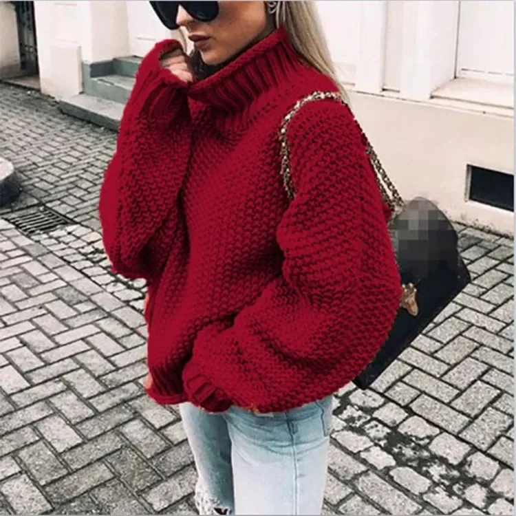 Frauen Herbst Winter Pullover frauen Neue Gekräuselt Worden Rollkragen Fledermaus Ärmel Gestrickte Pullover Pullover Top