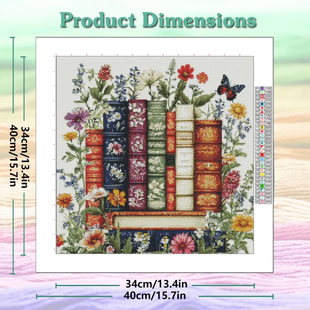 Flower Books Painting Cross Stitch Kit DIY Set Handmade Embroidered Living Room Foyer Decoration Painting