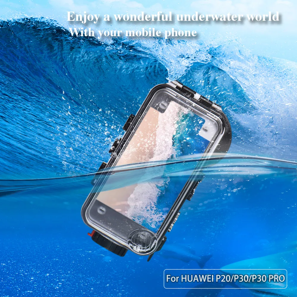 Seafrogs สำหรับ HUAWEI P20 P30 P40 Pro ใต้น้ำกันน้ำดำน้ำโทรศัพท์มือถือสีแดงตัวกรองกันน้ำกระเป๋า