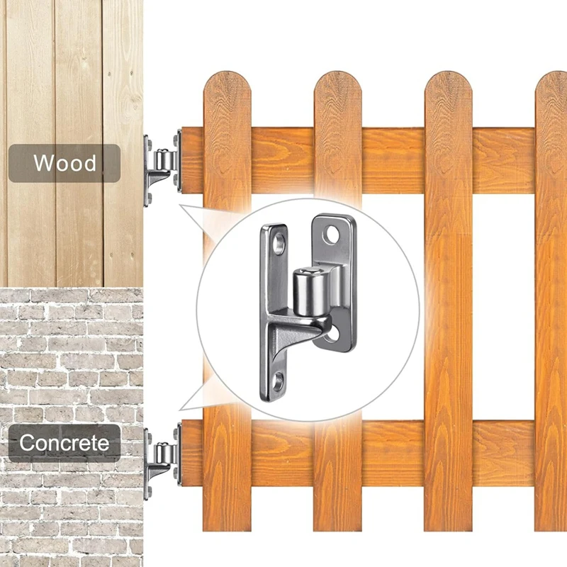 AB15-Stainless Steel Gate Hinges, 2Set Wall Mount Gate Hinges For Farm Gates, With Non-Welding Chain Link Fence Parts 5/8Inch