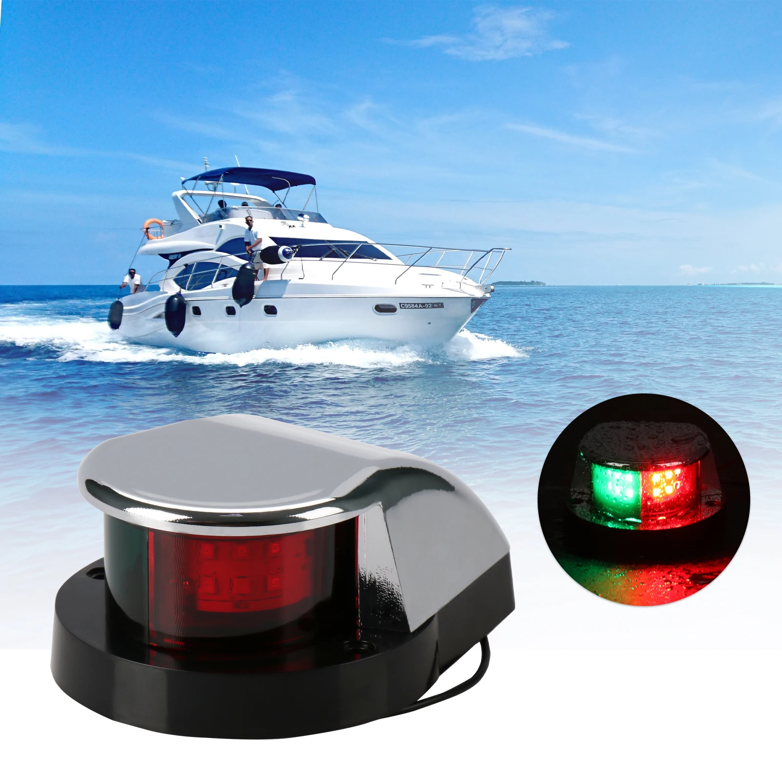 

Boat Lights 12V Plastic Marine Red Green Bow LED Navigation Lights Waterproof Indicator Sailing Signal Light for Yacht Truck Car