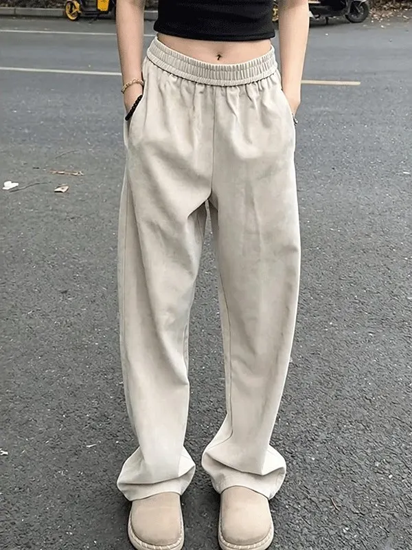 Ice Silk Cool Feeling Lyocell Men's Casual Pants Summer Loose Straight Leg  Pants American Casual Style Straight Leg Pants