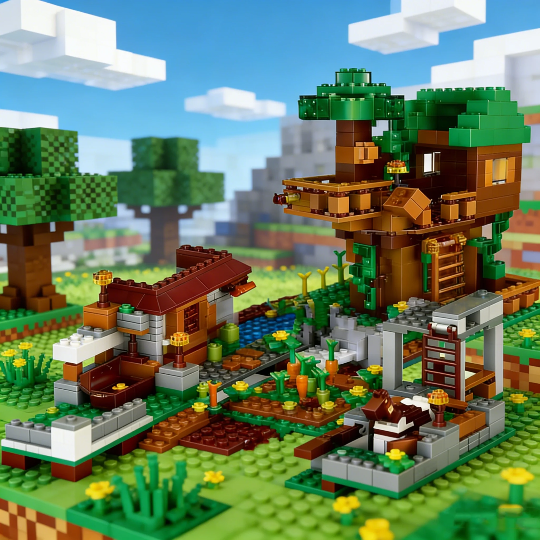 Set di blocchi impilabili Warhorse City con piccola casa sull'albero |   Regalo perfetto per la decorazione della casa e il festival