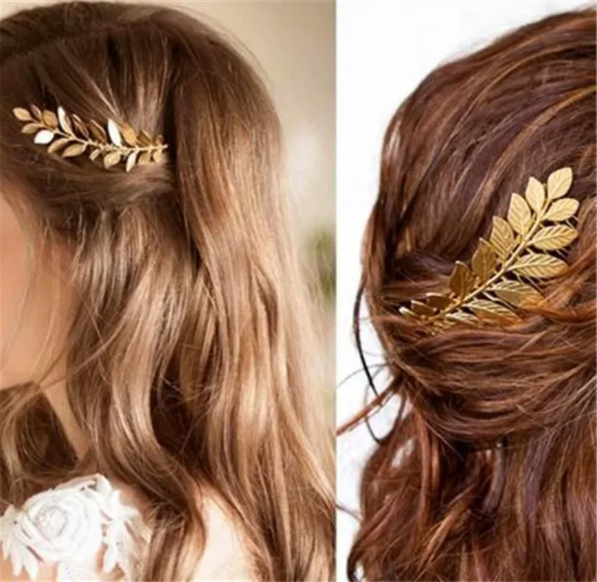 Elegant Wedding Hairpin Claw Gold Color Metal Leaf Hair Styling Tools For Women Crystal Hair Comb Pin Girls Hairclips Jewelry