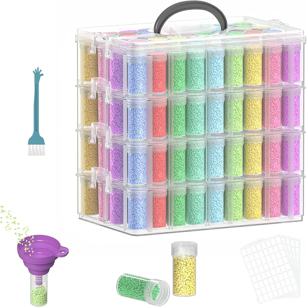 

3/4-Tier Diamond Painting Storage Box,156/208 Slots Diamond Art Storage for Pills,DIY Art Crafts, Diamond Art Storage Containers