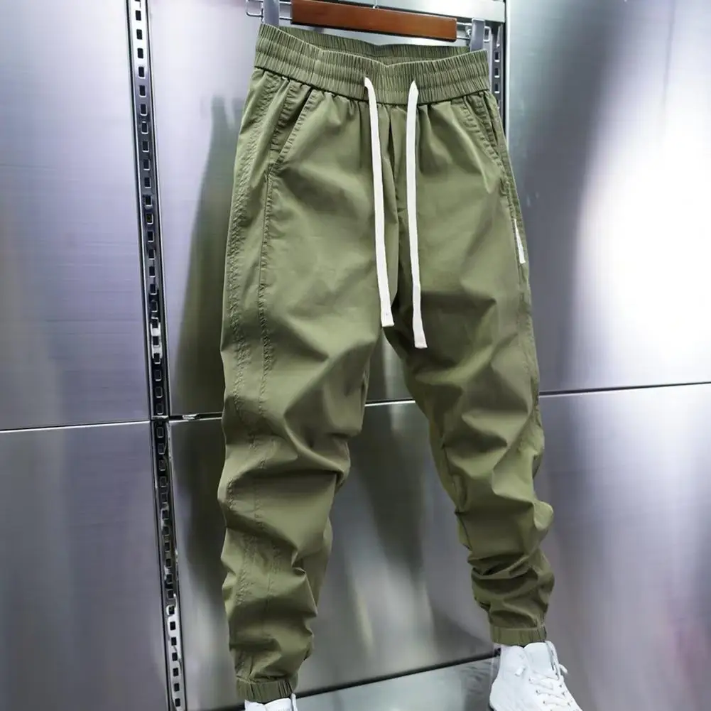 Casual Workwear Trousers Comfortable Men's Drawstring Pants with Elastic Waist Ankle-banded Design for Simple for Everyday