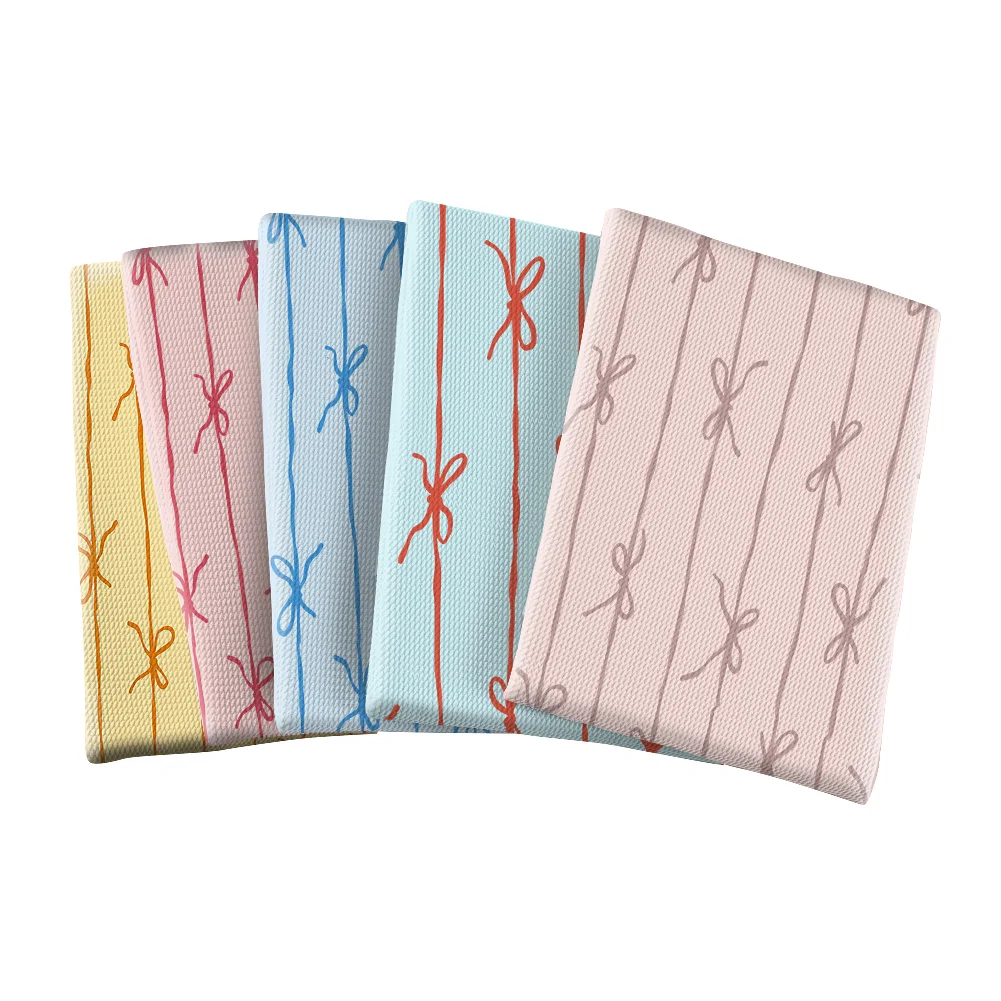 Bow Pattern Twill Fabric Bullet Fabric Peach Skin Fabric Polyester Fabric for Curtains Pet Skirts Hairband Hairstring Throw Pil