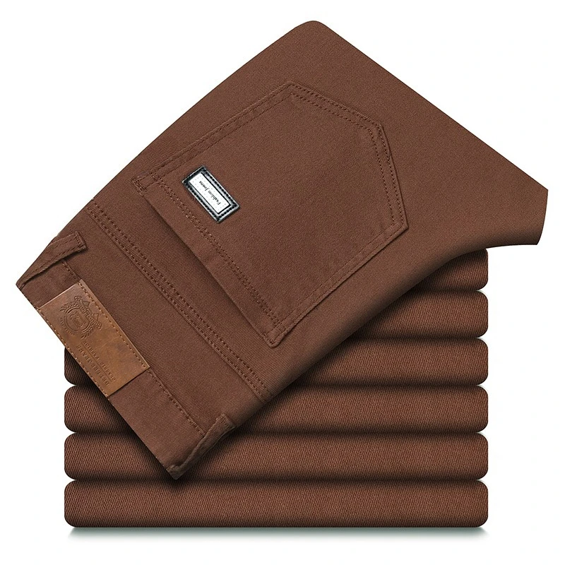 

Male Luxury Classic Work Trousers Brand Clothing Casual Business Jeans Men's Straight Elastic Breathable Washed Denim Pants